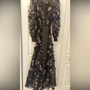 Badgley Mischka floral embroidered tulle lace evening gown